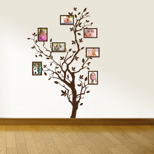 Árvore com molduras autocolante decorativo de parede.