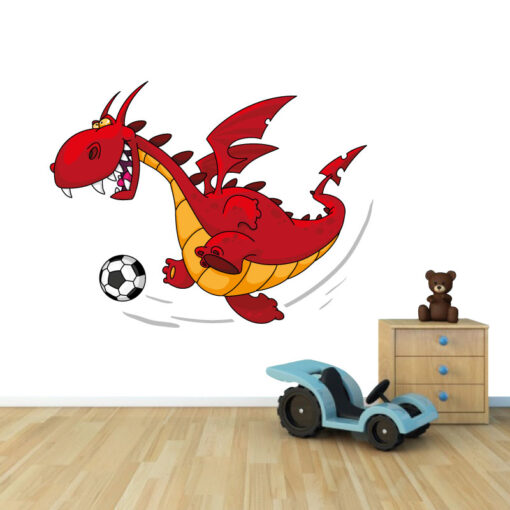 Dragão Futebolista em vinil autocolante decorativo para decoração Infantil. Impresso e recortado a volta.