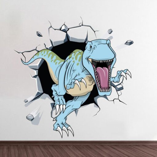 T- Rex a sair da parede, vinil autocolante decorativo.