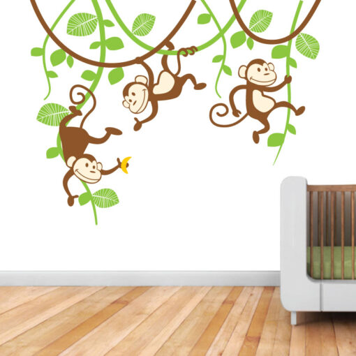 Macacos nas Lianas em vinil autocolante decorativo para decoração Infantil