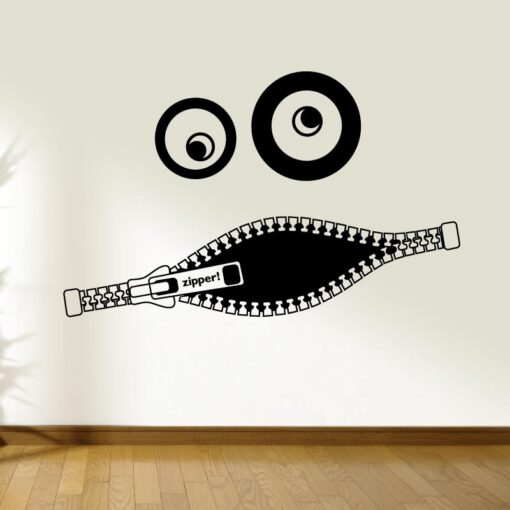 Sorriso Zipper em vinil autocolante decorativo de parede.