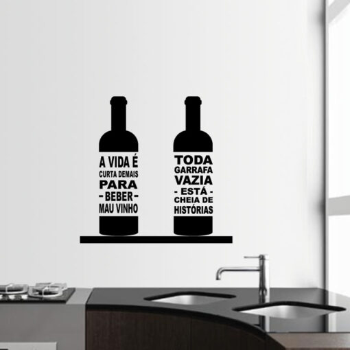 Garrafas de vinho autocolante decorativo para paredes de cozinhas