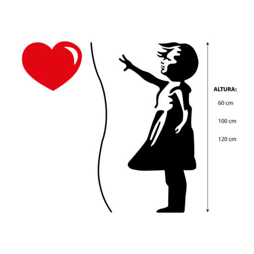 Menina com balão em forma de coração Banksy em vinil autocolante decorativo