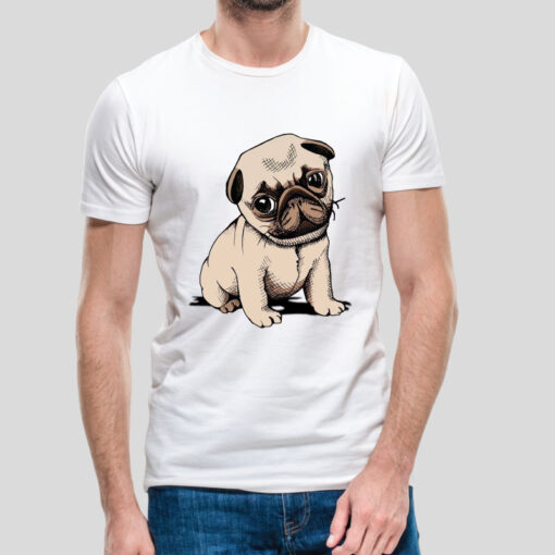 T-shirt Pug. T-Shirts unissexo 100% Algodão, moderna e básica de manga curta com visual contemporâneo