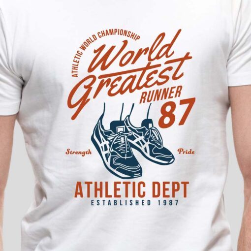 T-shirt de homem World Greatest Runner Championship Strength And Pride 1987,