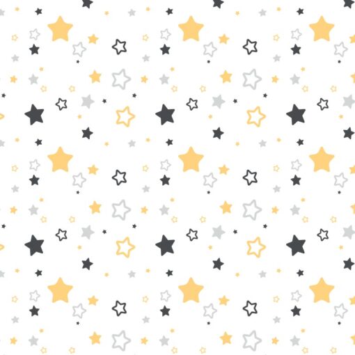 Papel de parede com Estrelas amarelas e cinza infantil em vinil autocolante decorativo