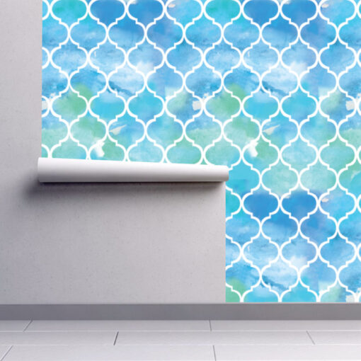 Papel de parede Art Déco geométrico aguarela em vinil autocolante decorativo