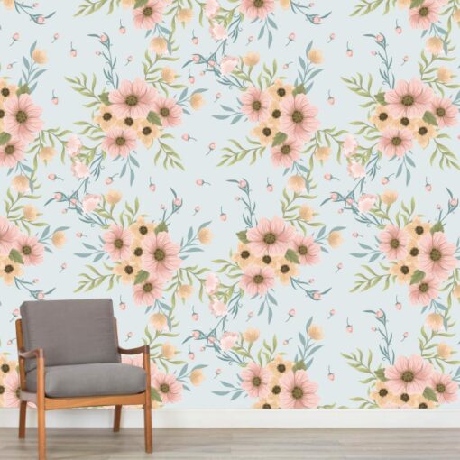 Papel de parede Boêmia floral em vinil autocolante decorativo