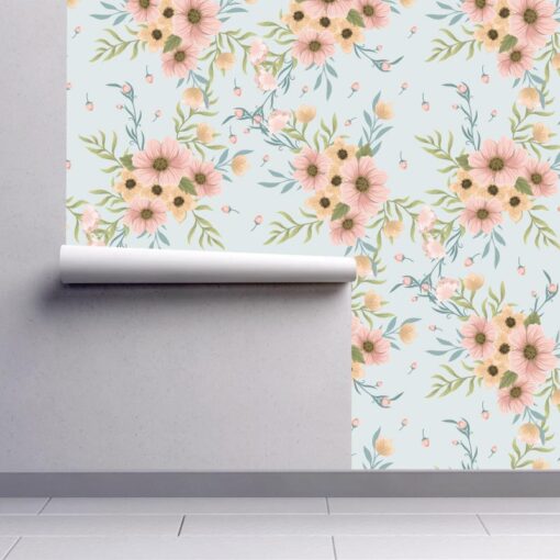 Papel de parede Boêmia floral em vinil autocolante decorativo